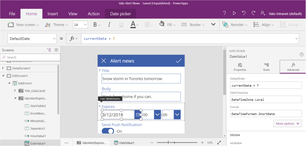Editing the parameters of a field of the form in PowerApps