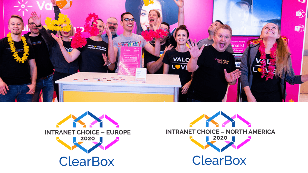Valo Intranet Clearbox report Intranet Choice 2020 Europe North America