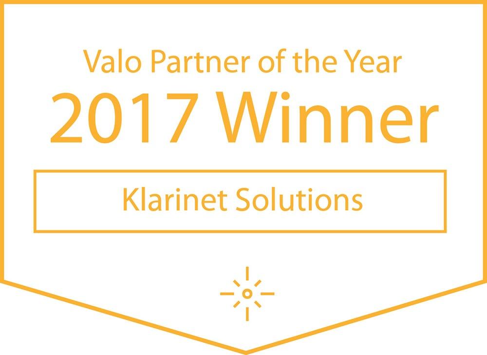 Valo Partner of the Year 2017 Klarinet Solutions